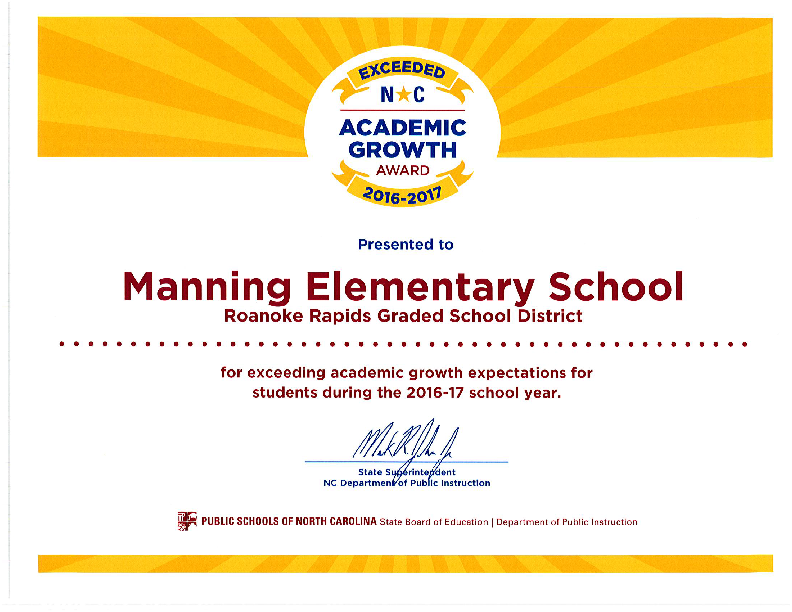 Manning Elementary Receives Growth Award | Manning Elementary School