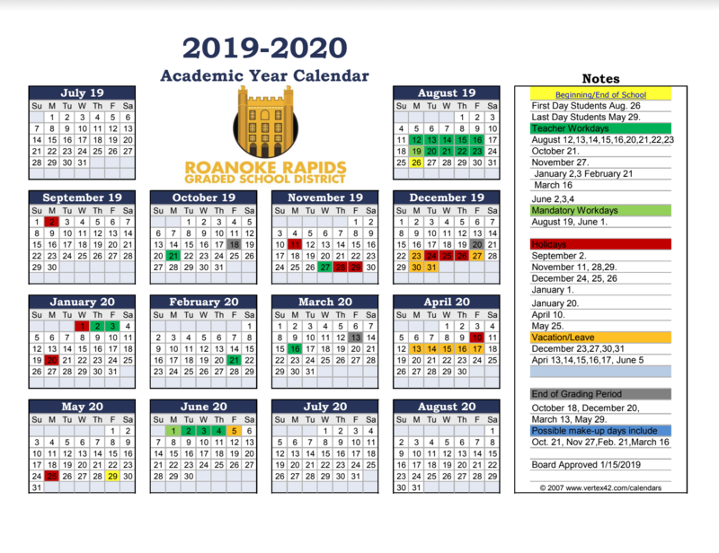 Rrgsd Board Approves 19 School Calendar Roanoke Rapids Graded School District